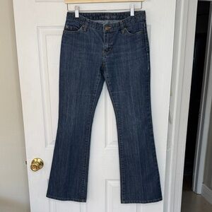 Michael Kors Dark Blue Flare Jeans with Gold Label on Back Pocket Sz2